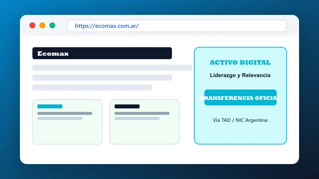 Vista del activo digital estratégico ecomax.com.ar y transferencia formal